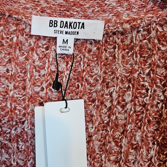 BB Dakota Steve Madden Odetta Open Pocket Cardigan Rust Women's Medium Fall - Picture 6 of 10